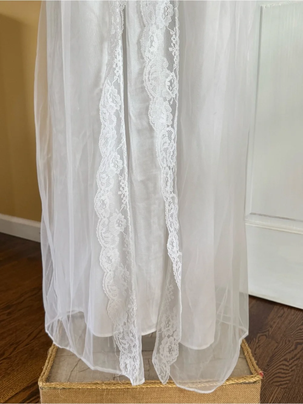 Tamara Lynn Vintage Union Made White Lace Peignoir Nightie Slip Set L - NWT - Picture 7 of 14